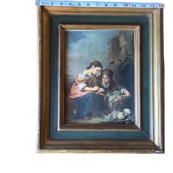 Beautiful Picture of Woman Picking Fruit and Counting Money. Framed. From Spain. - Picture 13 of 15